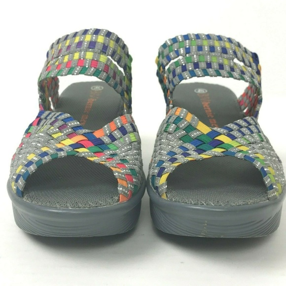 Bernie Mev Fame Metallic Woven Wedge Sandals Sz 10 - Picture 2 of 6